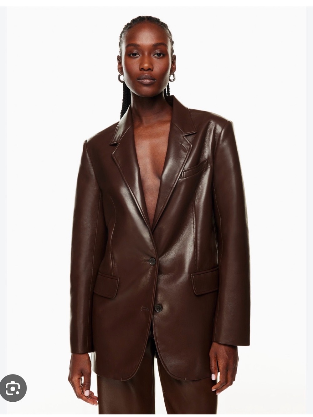 Aritzia Dark Brown Faux Leather Blazer
